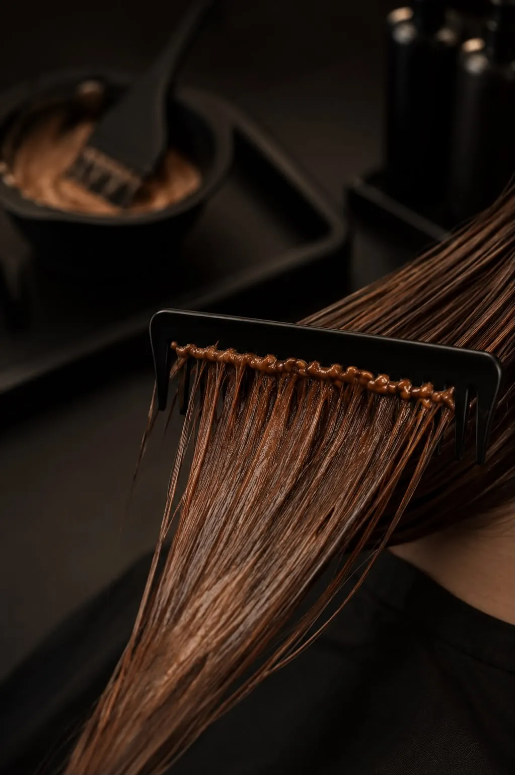Rich copper colour combed through the lengths